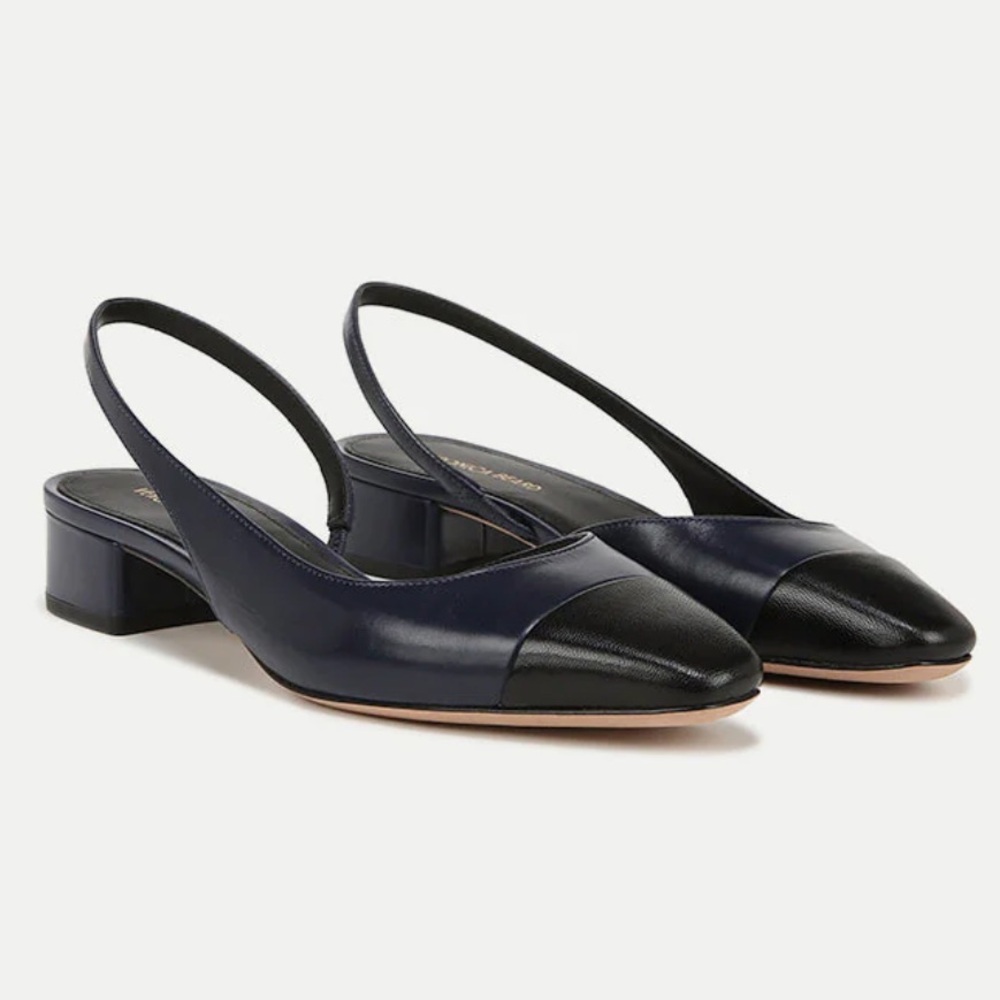 Veronica Beard Cecile Leather Cap-Toe Slingback 8.5